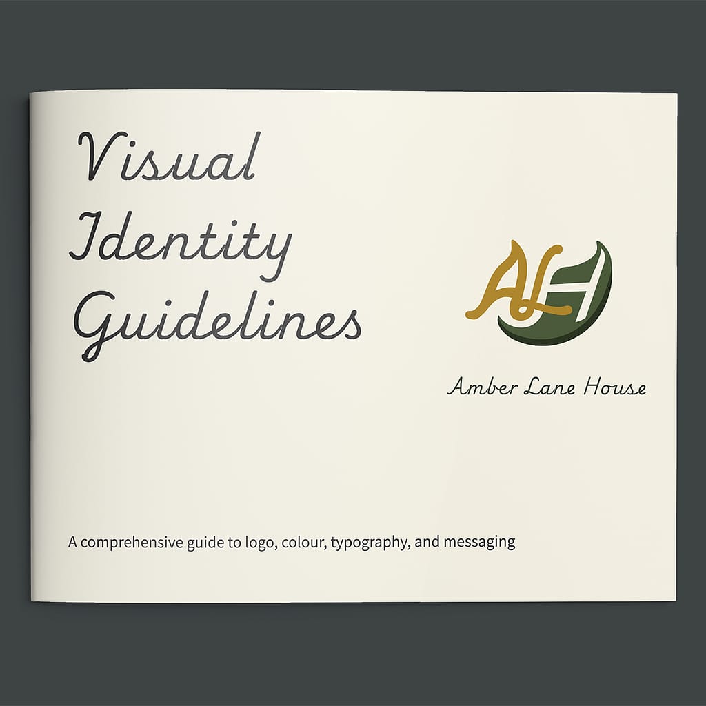 Amber Lane visual identity guidelines front cover mockup