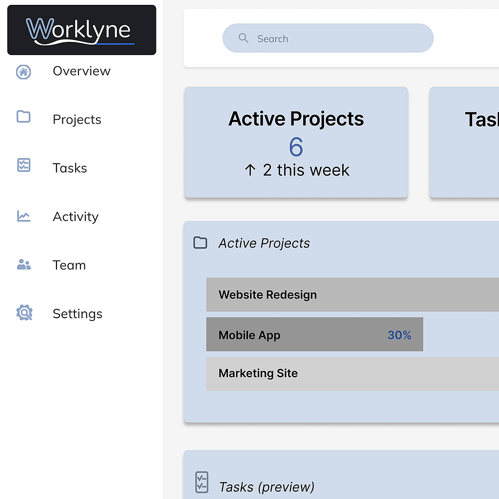 Worklyne SaaS dashboard concept featuring a clean, modern user interface design.