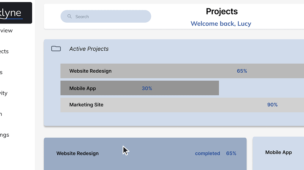 Projects UI focus